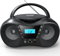 Portable CD Player Boombox with FM Radio, Bluetooth, LCD Display, USB/AUX Input, AC/Battery Powered O860