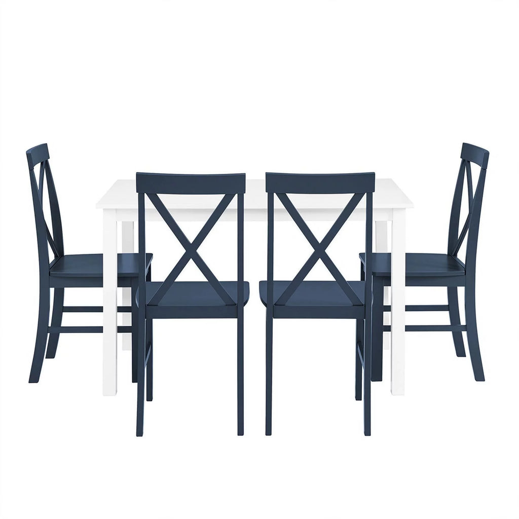 5-Piece Engineered Wood Dining Set in White/Navy R981628