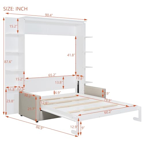 Queen Size Gray Murphy Bed with Sofa C25590