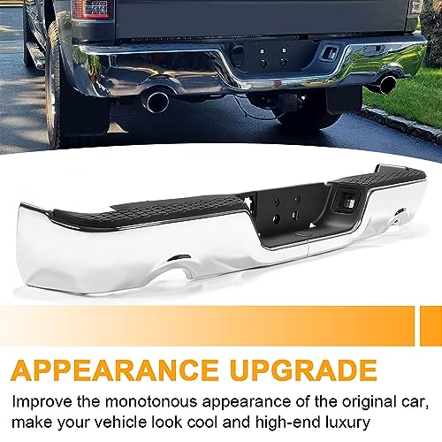 Chrome Step Bumper with Parking Sensor Hole and Vent Hole for 2009-2018 Dodge Ram 1500 2019 Ram 1500 Classic G494