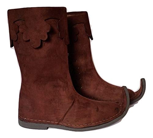 Medieval Brown Leather Knee High Boots Q307978