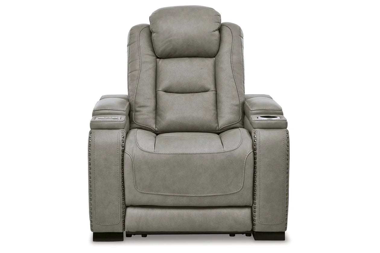 Gray Leather Power Recliner H686309