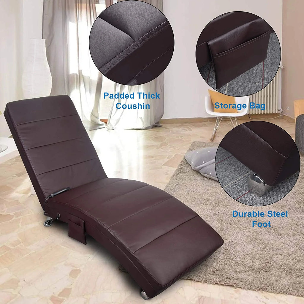 Brown PU Leather Electric Vibrating Recliner Chair with Heating T854932