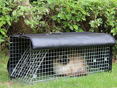 32 Inch Heavy Duty Folding Animal Trap Cage with Cover 2 Packs Q7176