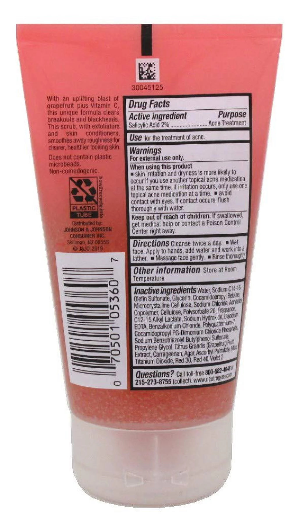 Oil-Free Acne Wash Pink Grapefruit Foaming Scrub, 4.2 Ounce (Value Pack Of 2) L652