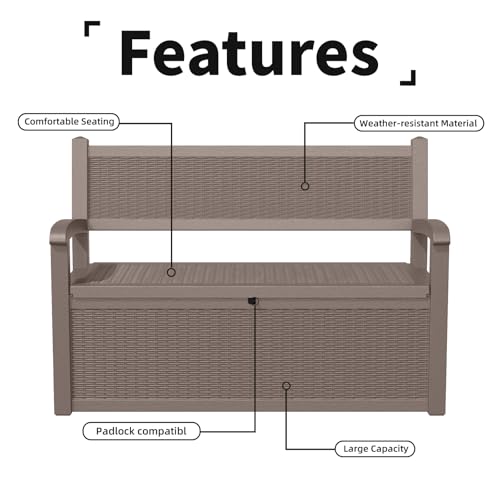 Black 80 Gallon Waterproof Lockable Storage Bench Deck Box O3998