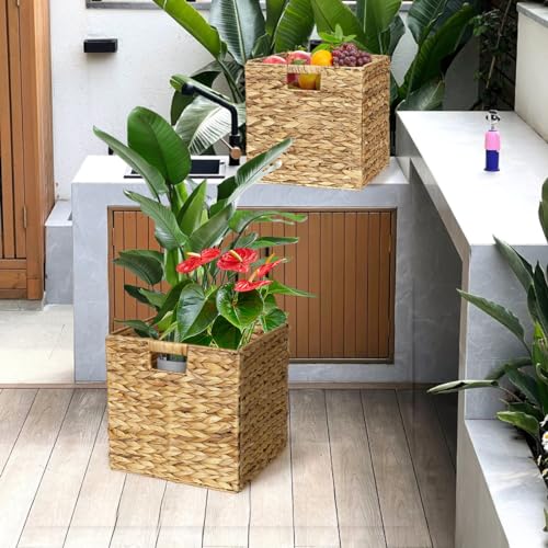 Natural Wicker Storage Cubes with Handles W32987