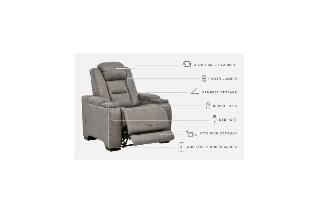 Gray Leather Power Recliner H686309