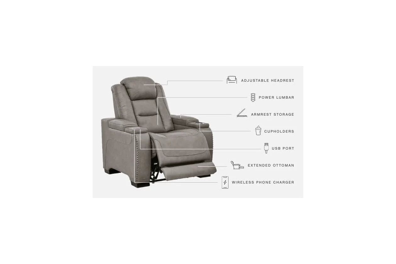 Gray Leather Power Recliner H686309