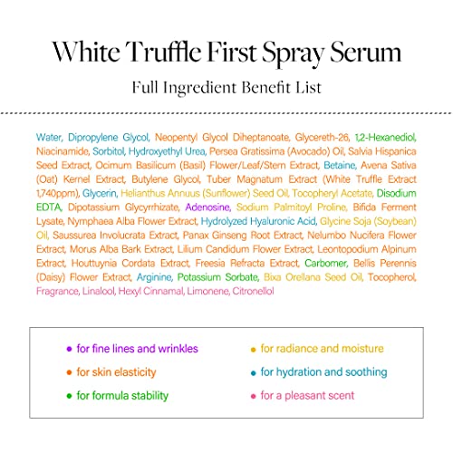 Italian White Truffle First Spray Serum, Vegan Skin Care, Hydrating Face Moisturizer, Glow Serum, Non Comedogenic, All In One Mist, Korean Skin Care (3.38 fl oz.) E954