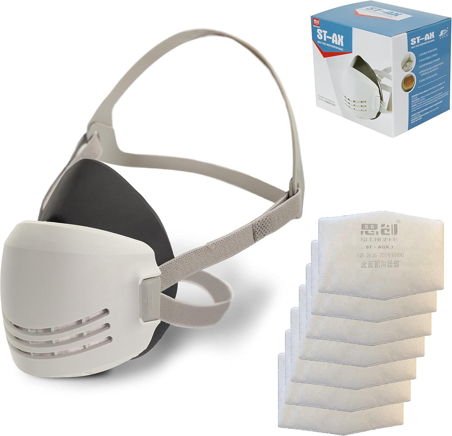 Reusable Half Mask Respirator with 7 Filters O981