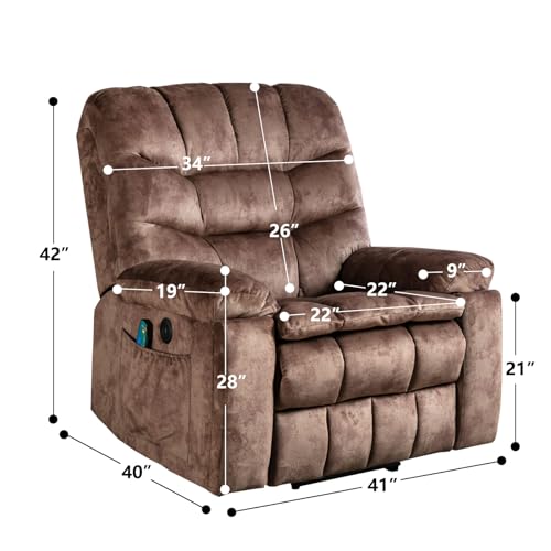 Large Power Lift Recliner with Massage and Heat, Brown P9510