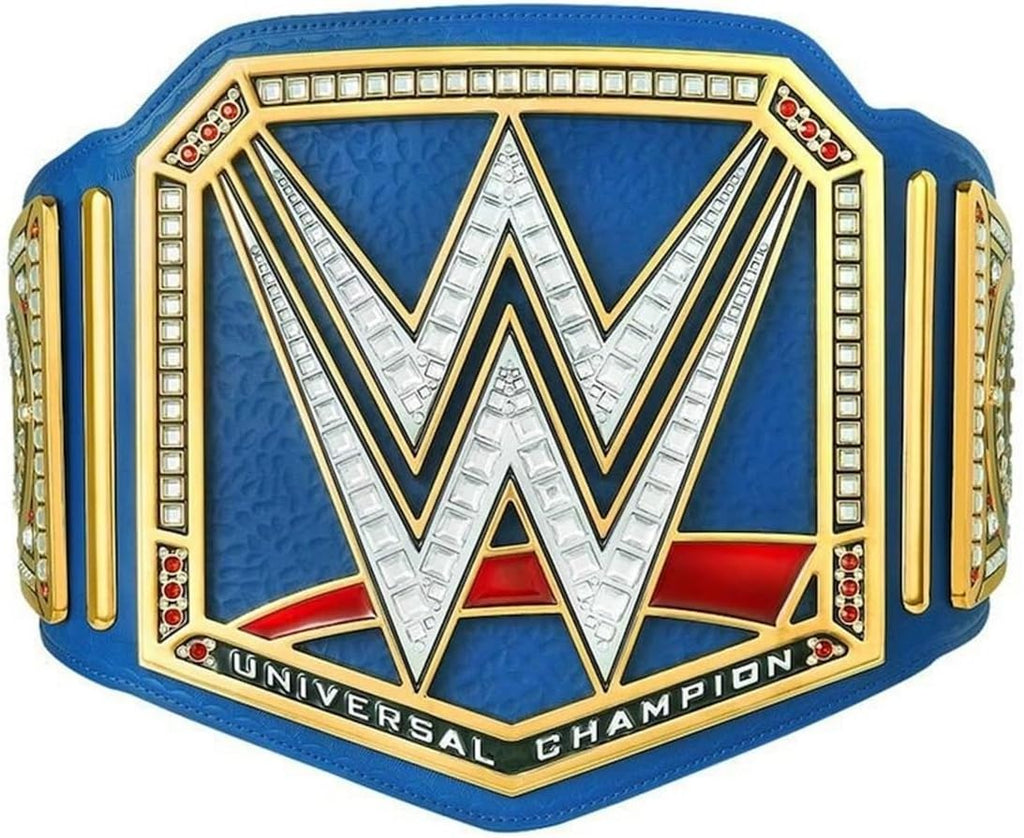 Blue Universal Championship Title Belt with Metallic Sideplates and Adjustable Strap R11404