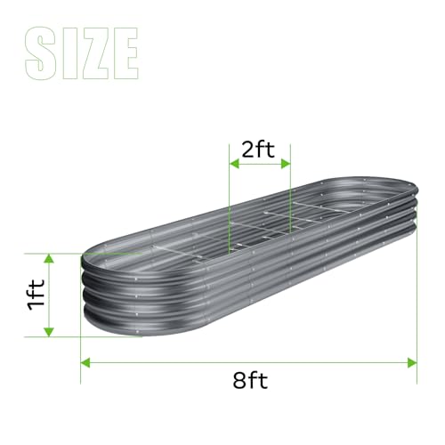 8ft Galvanized Raised Garden Bed Kit, Silver, 108 Gallon Capacity W730667