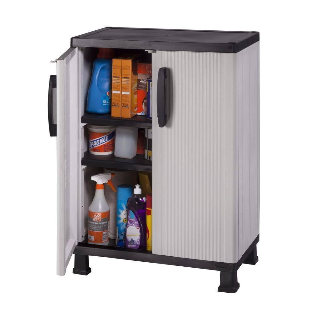 Gray Plastic Freestanding Garage Cabinet S1692