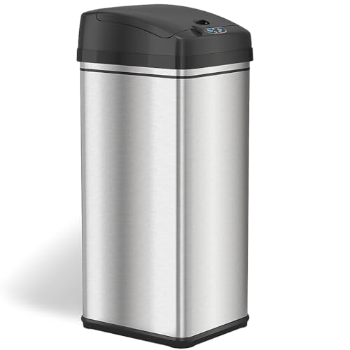 13 Gallon Motion Sensor Stainless Steel Trash Can with Lid B62935