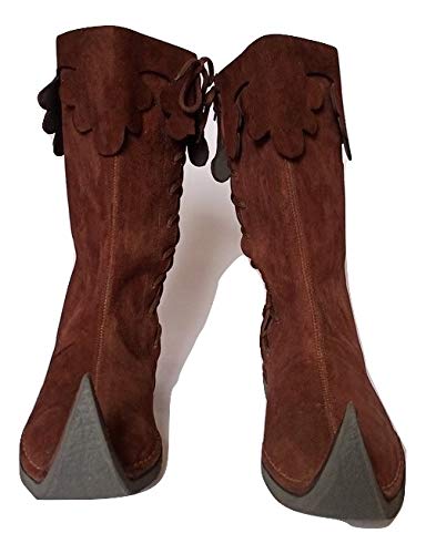 Medieval Brown Leather Knee High Boots Q307978