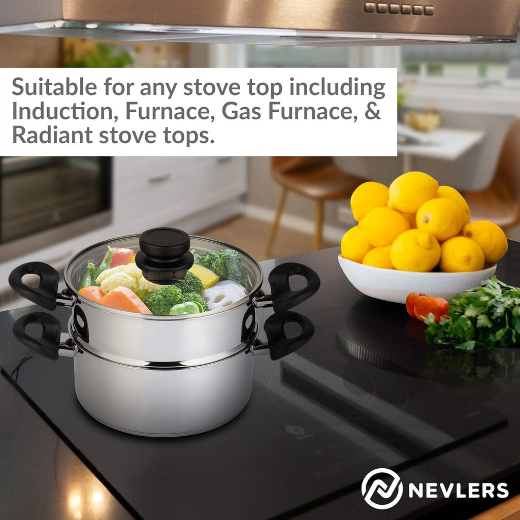 Stainless Steel 3 Quart Steamer Pot with 2 Quart Steamer Insert plus Vented Lid 3 Piece Set U160