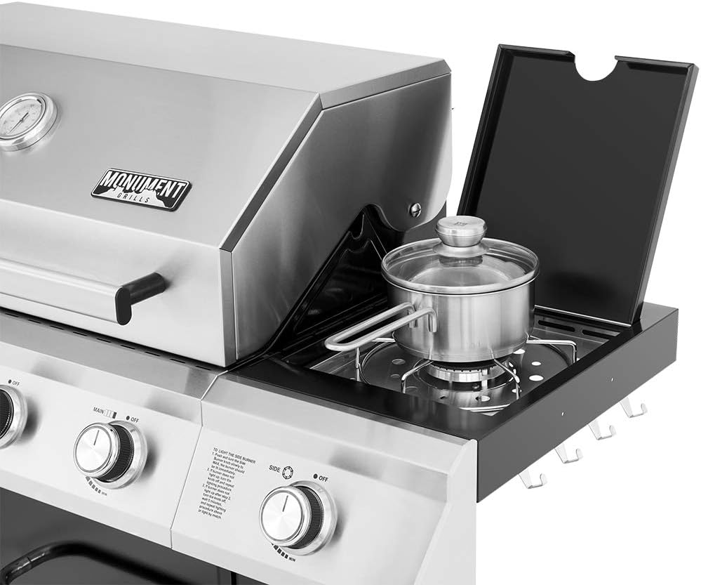 4-Burner Black Propane Gas Grill with Side Burner N957848