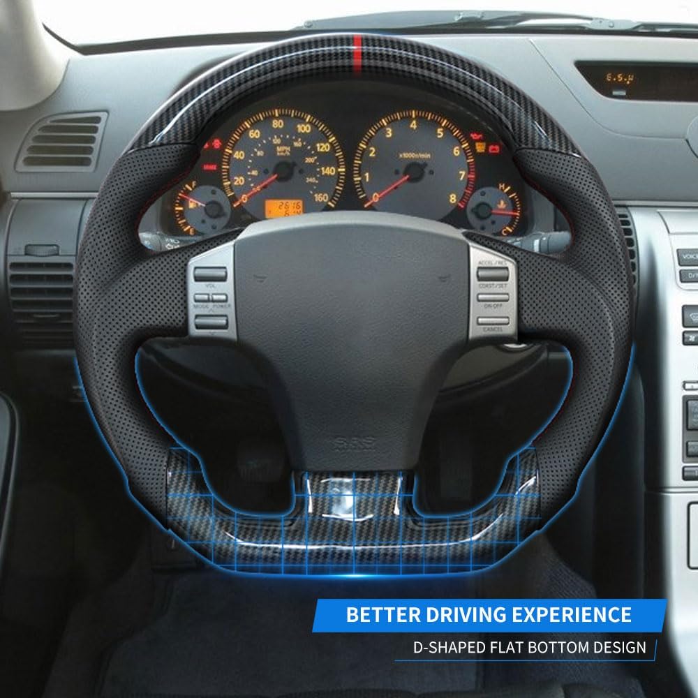Carbon Fiber Perforated Leather Grip Steering Wheel H8370