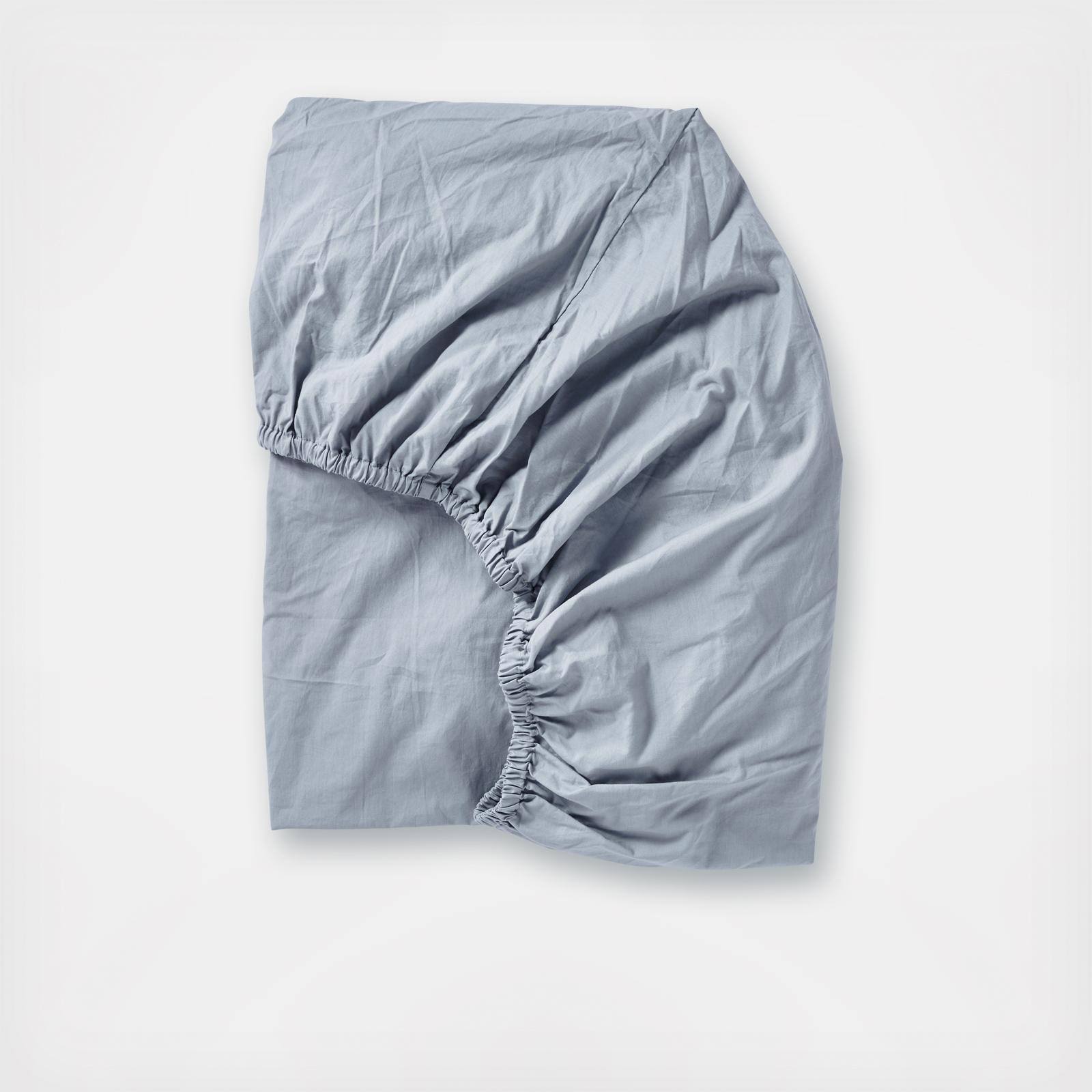 Organic Crinkled Percale Fitted Sheet King Steel Blue U258570