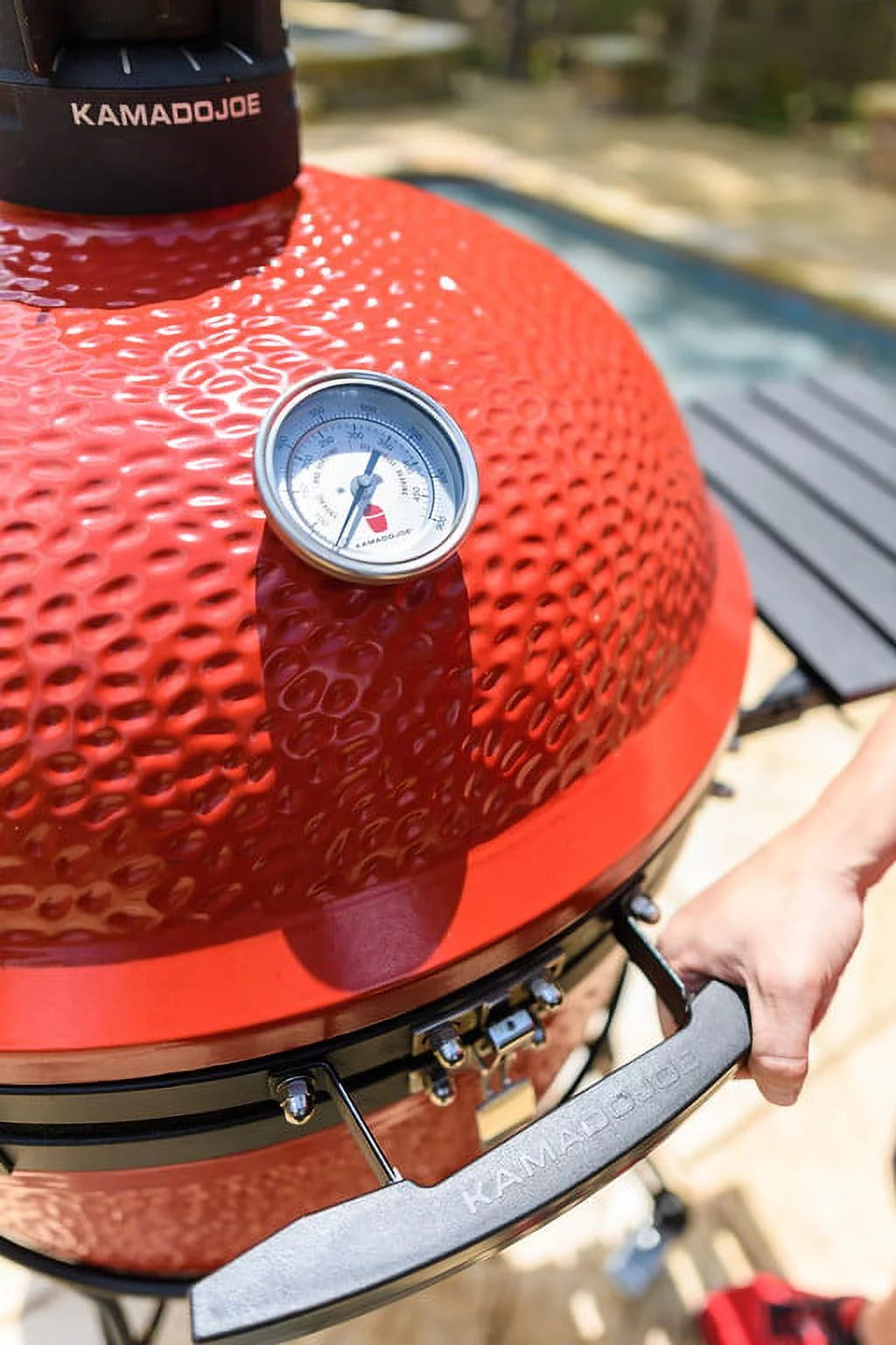 Red 24 in. Charcoal Grill with Cart and Side Shelves F262621