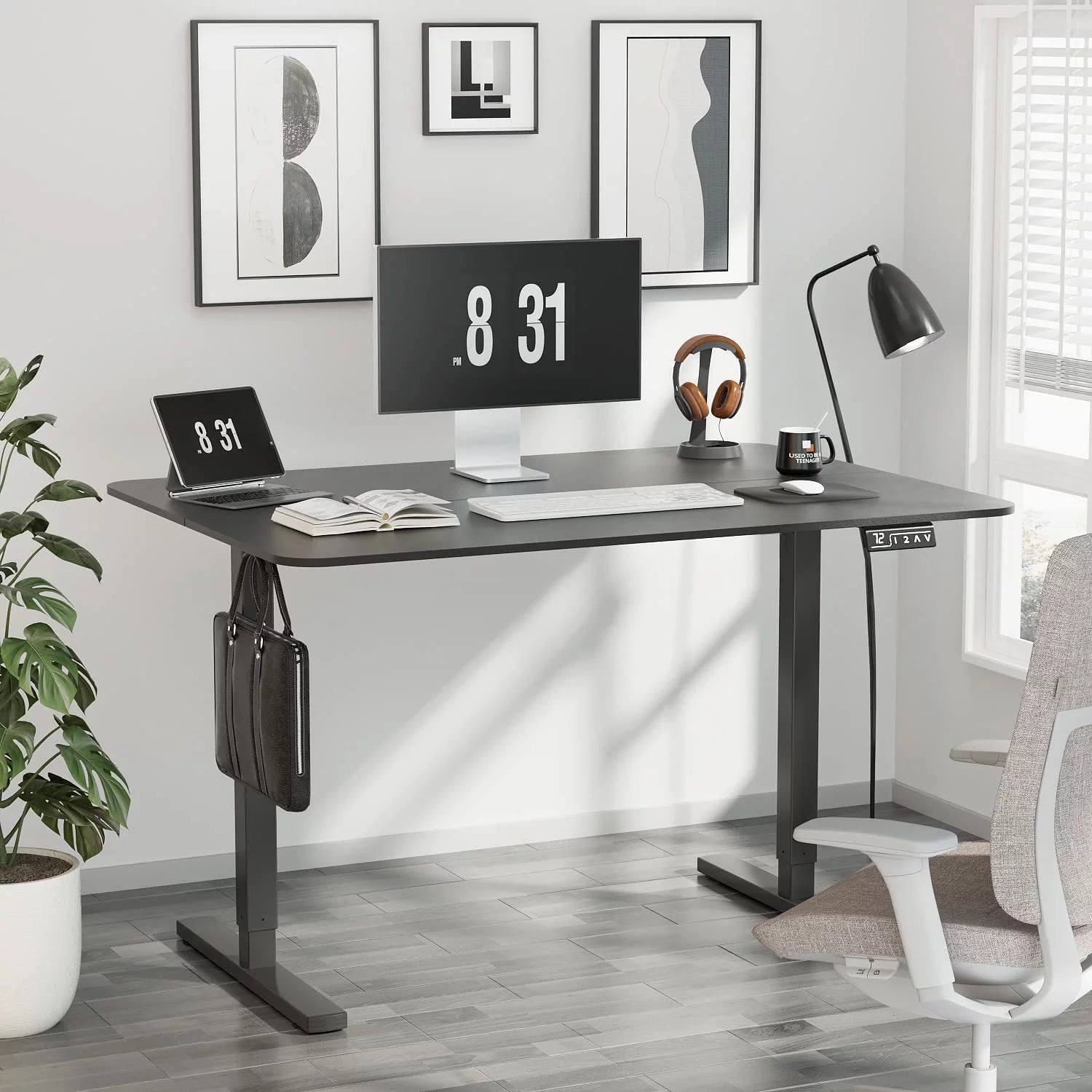 White 40 inch Electric Standing Desk B897410