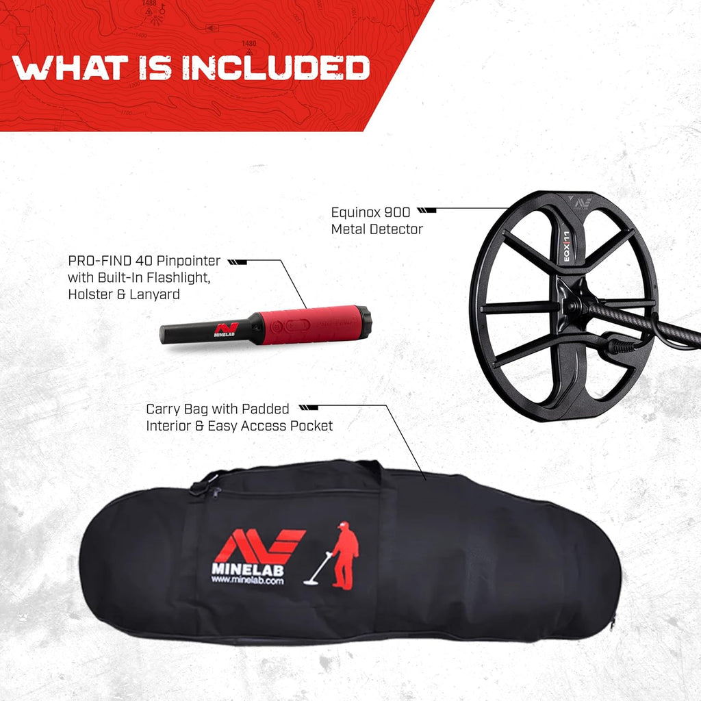 Multi-Frequency Collapsible Metal Detector Bundle with Waterproof Double-D Coils, Pinpointer & Carry Bag L1341