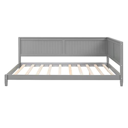 Full Daybed Frame, Full Size Platform Bed with Slat Support, Wood Full Sofa Bed Y586226