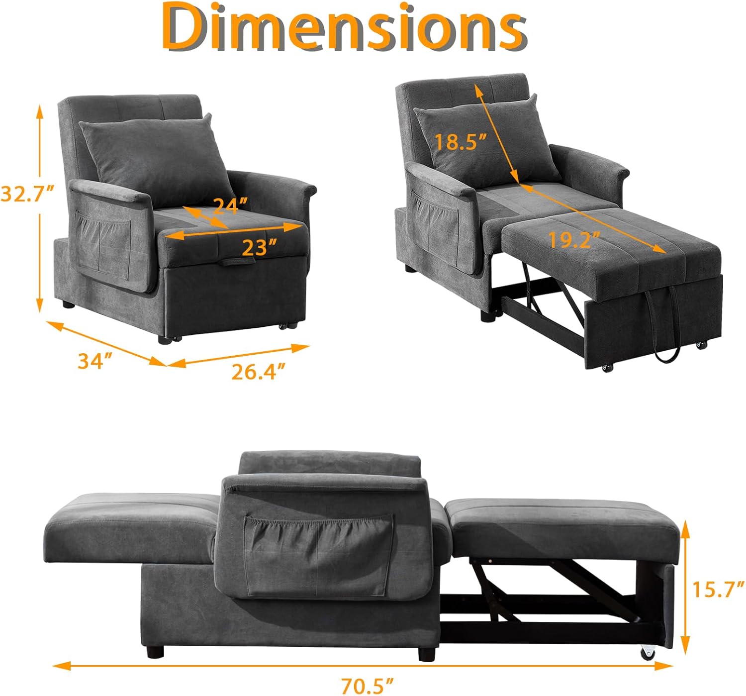 3 in 1 Folding Sofa Bed Chair T9121