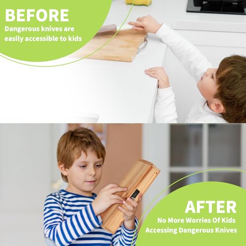 Wooden Knife Storage Box with Lock Q7597