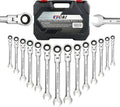 14-Piece 180° Flex-Head Ratcheting Wrench Set Metric 6-19mm 72 Teeth CR-V Steel C202029