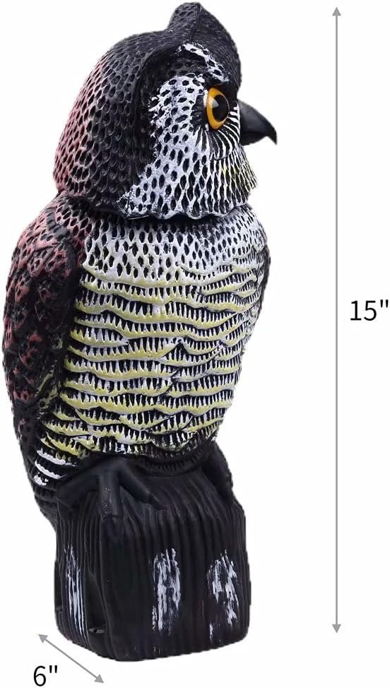 Realistic Owl Decoy with 360 Rotate Head P9476