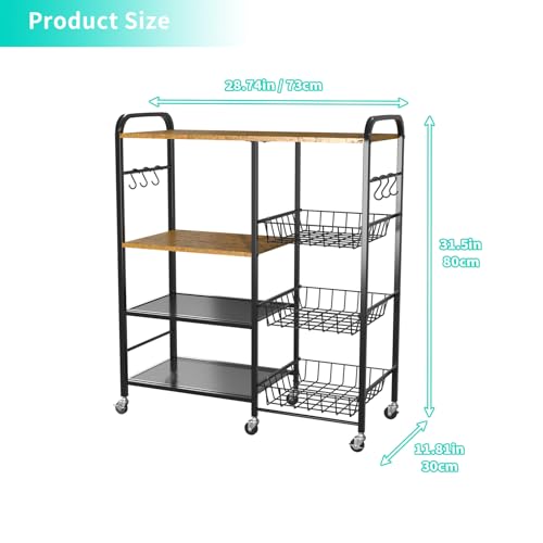 Rolling Kitchen Microwave Cart with Pull-Out Baskets and Wheels H88561