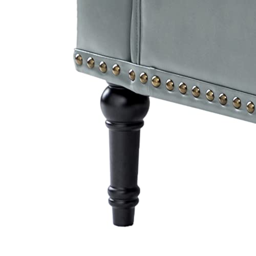 Faux Leather Accent Chair with Button-Tufted Back and Wood Legs Z4987