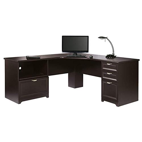 L Desk, 30"H x 70 9/10"W x 23 1/5"D, Espresso R981