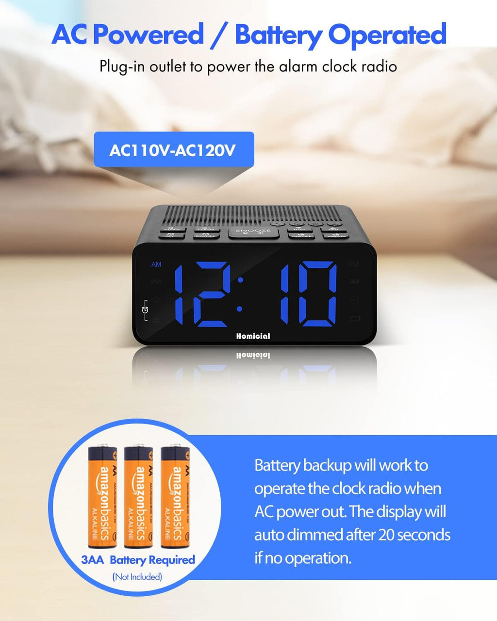 1.4” LED Digital Alarm Clock Radio with AM/FM Radio O79935