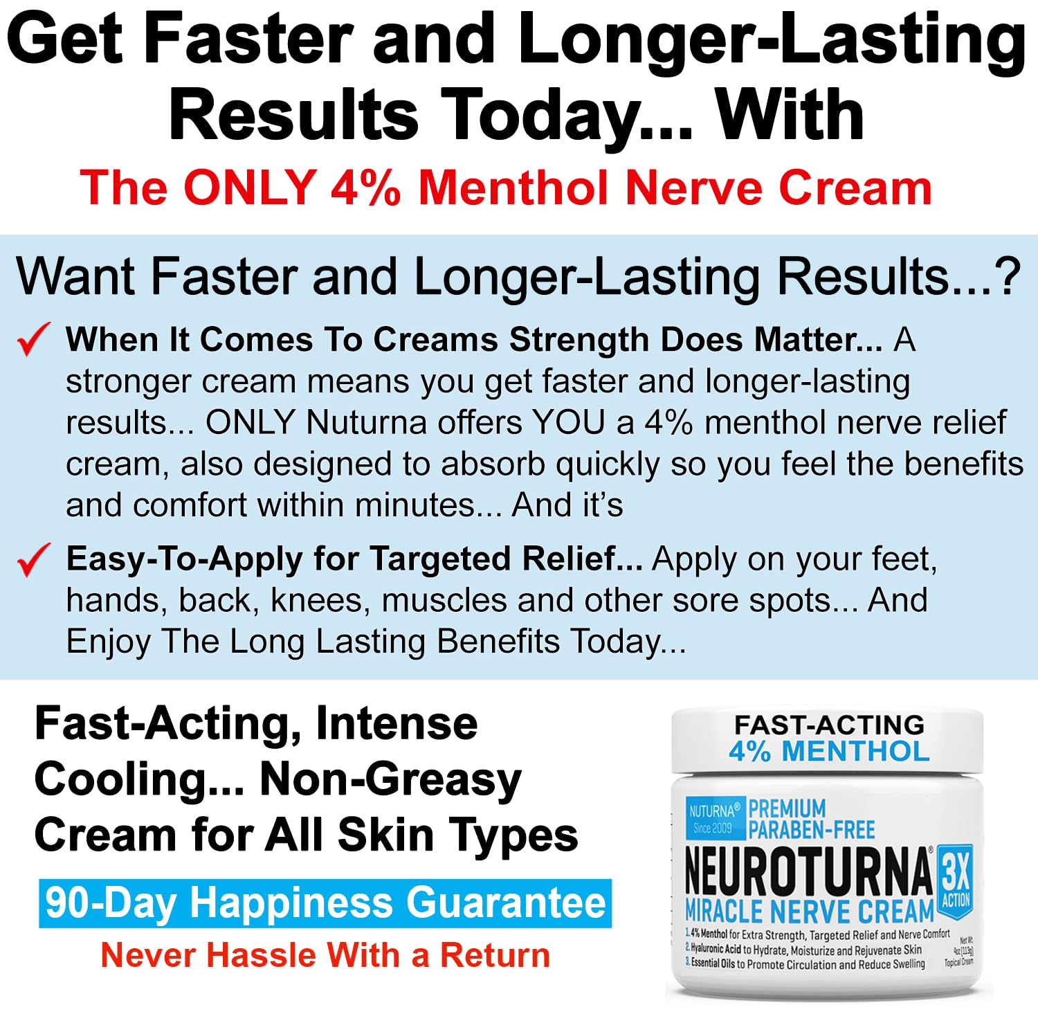 Nerve Relief Cream with 4% Menthol MSM 6 Oz P63709