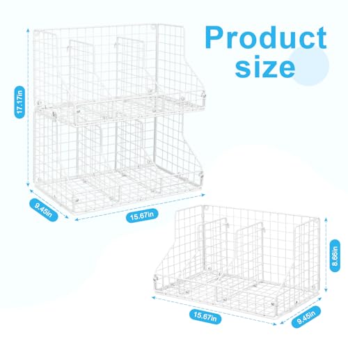 2 Pack 2-Tier Black Metal Can Rack Organizer with 4 Adjustable Dividers D73963