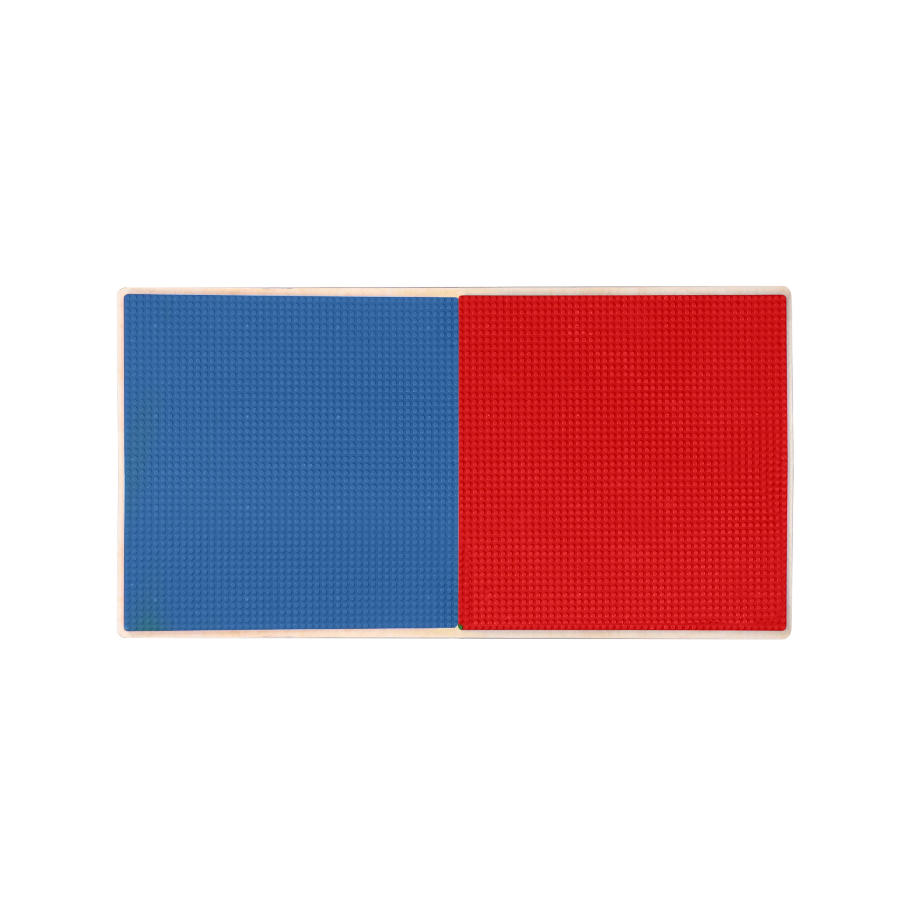 Montessori Wooden Table, Red N Blue Lego Compatible Blocks Play Table N31527