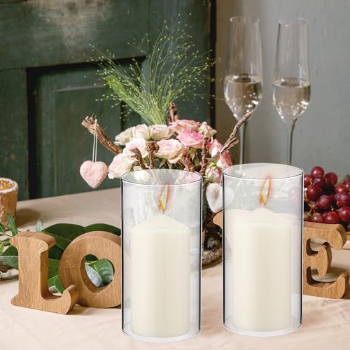 2.5 x 8 Inch Clear Glass Cylinder Candle Holder with Unscented Pillar Candles E986