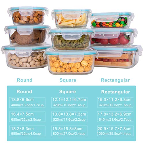 18 Piece BPA Free Glass Food Storage Containers with Lids R896767