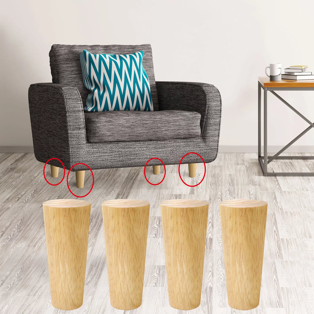 Hardwood Sofa Replacement Legs 6 Inch 4Pcs V26030