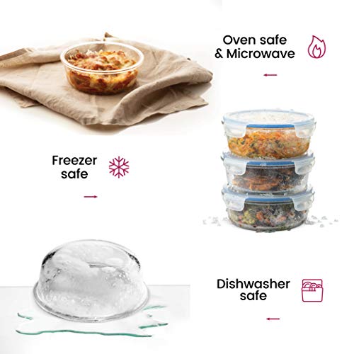 12-Piece 35oz Glass Food Storage Containers Set with Hinged Locking Lids K529122