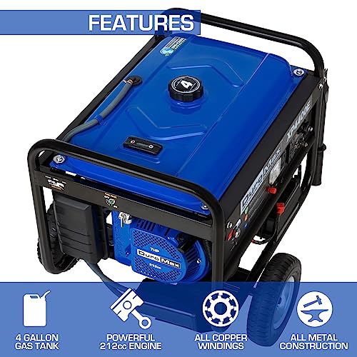 Blue Black Gas Powered Portable Generator 4400 Watt Electric Start H42511