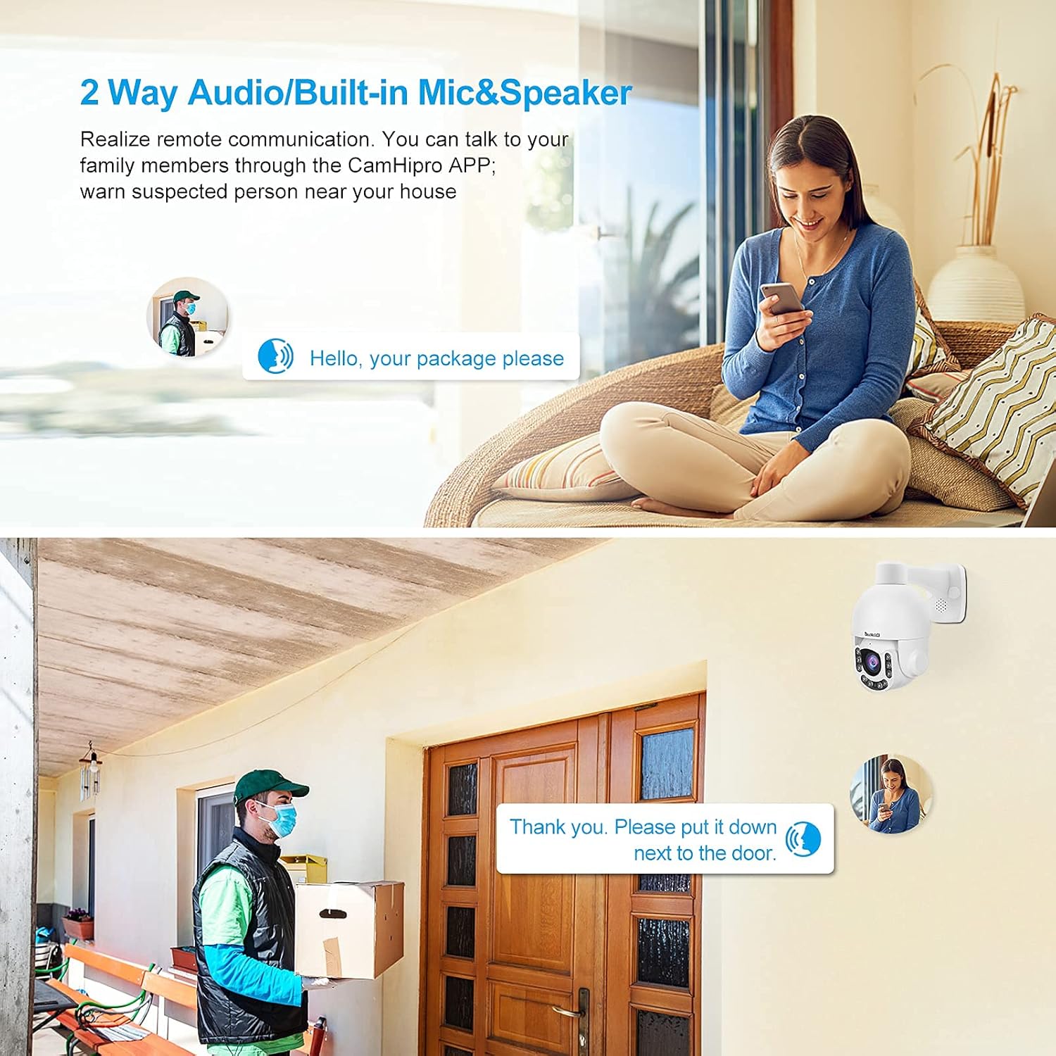 HD 5MP PTZ Security Camera with 4X Optical Zoom IR Night Vision IP66 F275