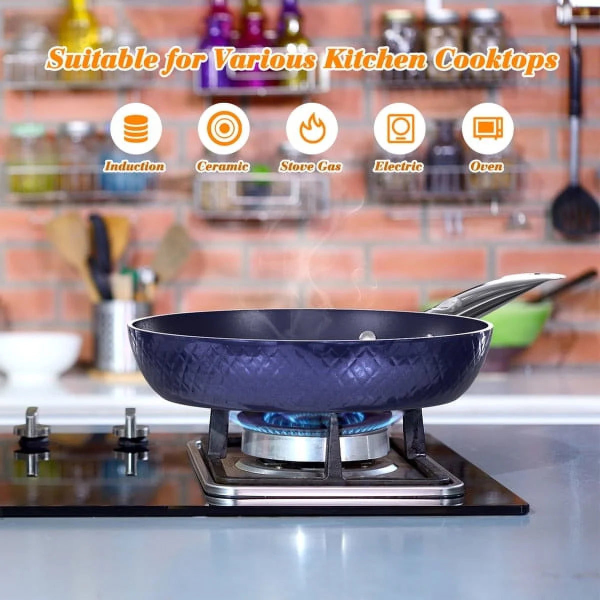3Pieces Non Stick Aluminum Ceramic Frying Pan Set G579