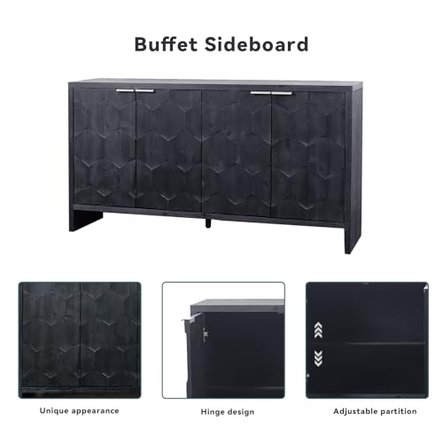 3-Door Sideboard Storage Cabinet with Wooden Texture U48566