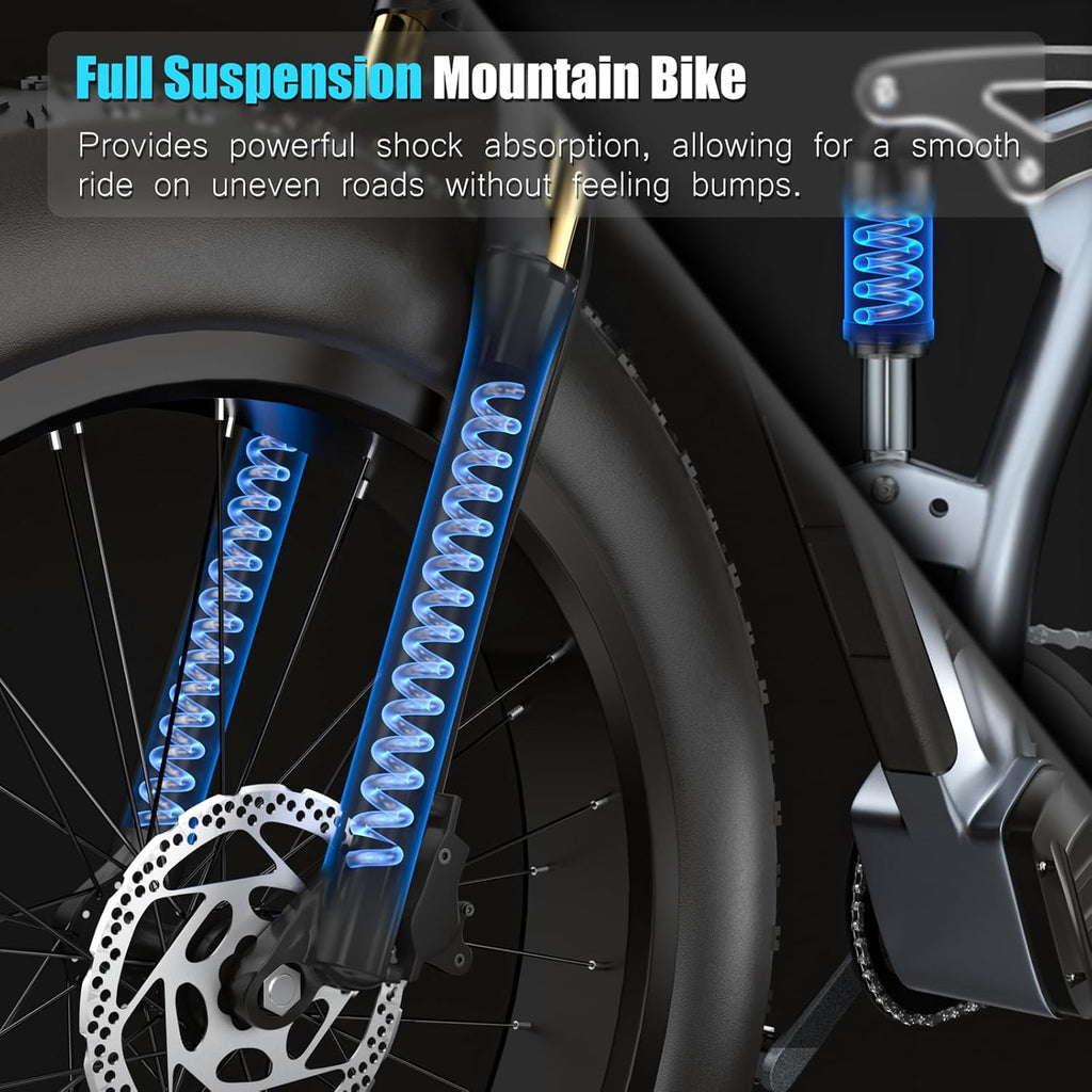 26" Fat Tire 1000W Electric Bike with 48V Removable Battery Q695