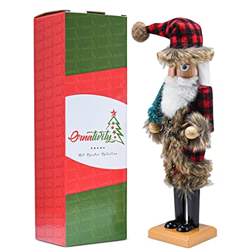 Red and Black Wooden Nutcracker Santa Claus 15" A70086